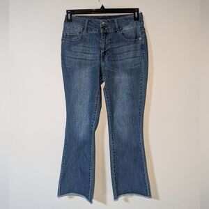 8P Daily Threads Medium Whiskered Wash Raw Hem Boot Cut Jeans